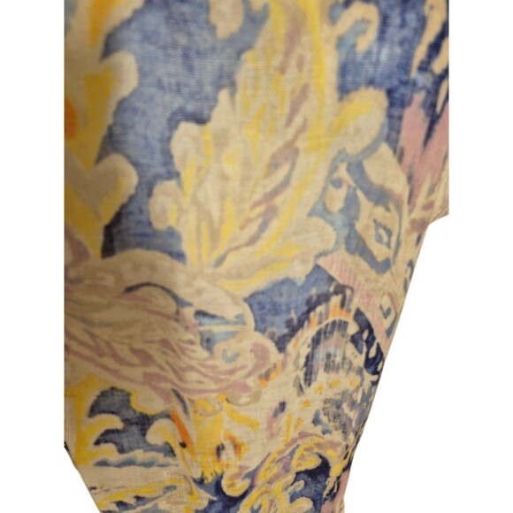 Chico's Linen Swim Cover Boho Tunic Top Dress Watercolor Fringe detail Sz S/M - Picture 2 of 5